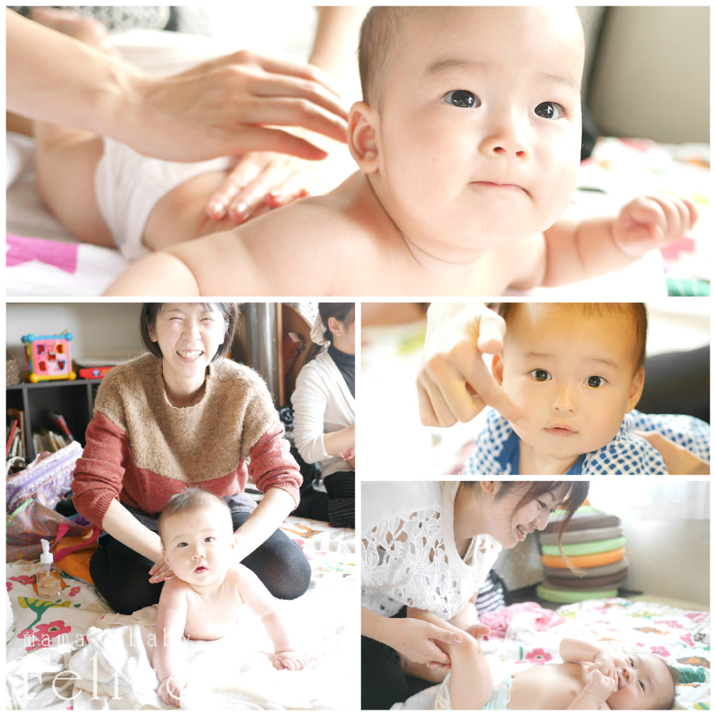 ベビーマッサージでいい笑顔